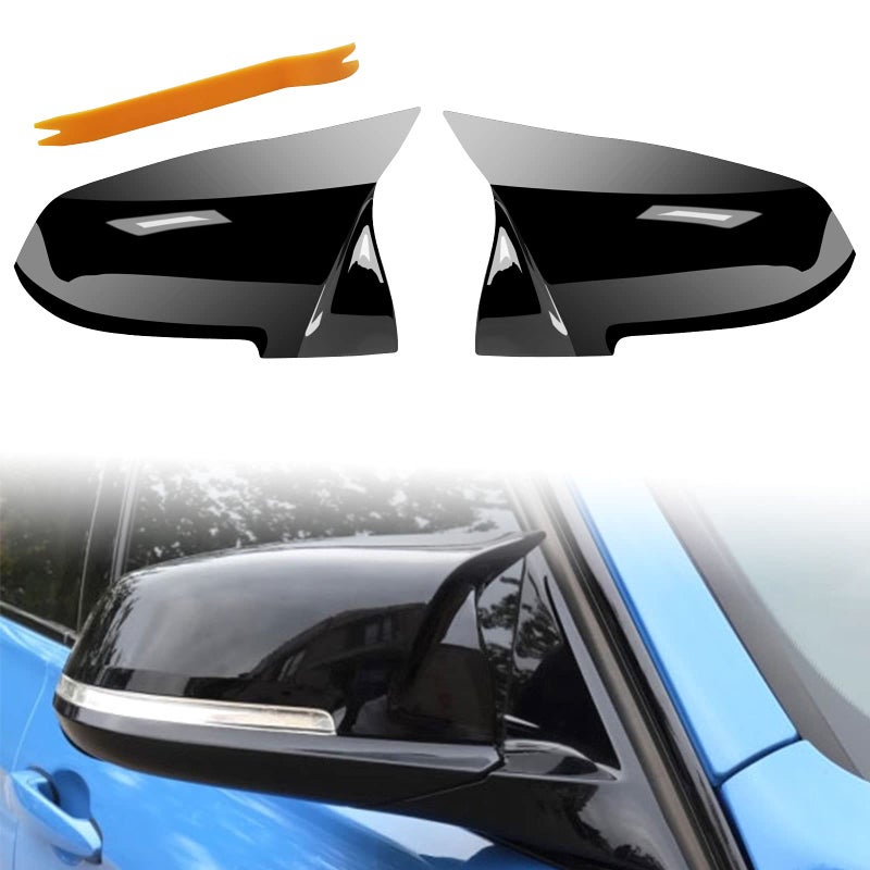 TEANTECH Door Mirror Covers,Glossy Black Replacement Rearview Side Mirror Covers Caps Rearview Replacement for BMW F20 F22 F23 F30 F31 F32 F33 F36 F87 M2 X1 E84 - Image 1